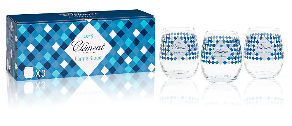 Clement, coffret verres de degustation Rhum Canne Bleue